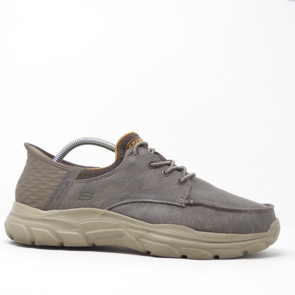 Skechers Mens Slip-Ins Revolted Santino Shoes Brown Canvas Extra Wide Fit Size 9 main image 8
